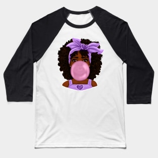 Purple Bubble Gum | Pretty Girl Art Design Baseball T-Shirt